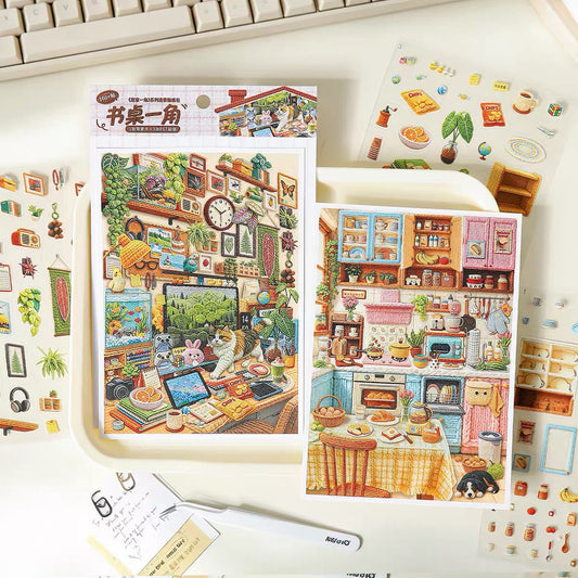 DIY miniature Scene Sticker KETCHUP Girl KETCHUP Girl Corners of the Home Series A corner of the kitchen A corner of the desk - M 1