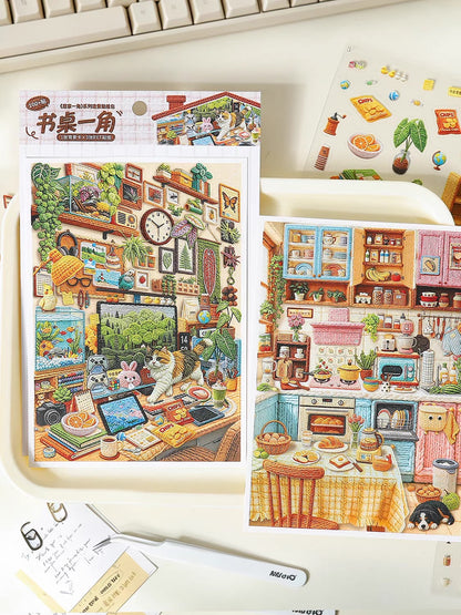 DIY miniature Scene Sticker KETCHUP Girl KETCHUP Girl Corners of the Home Series A corner of the kitchen A corner of the desk - M 6