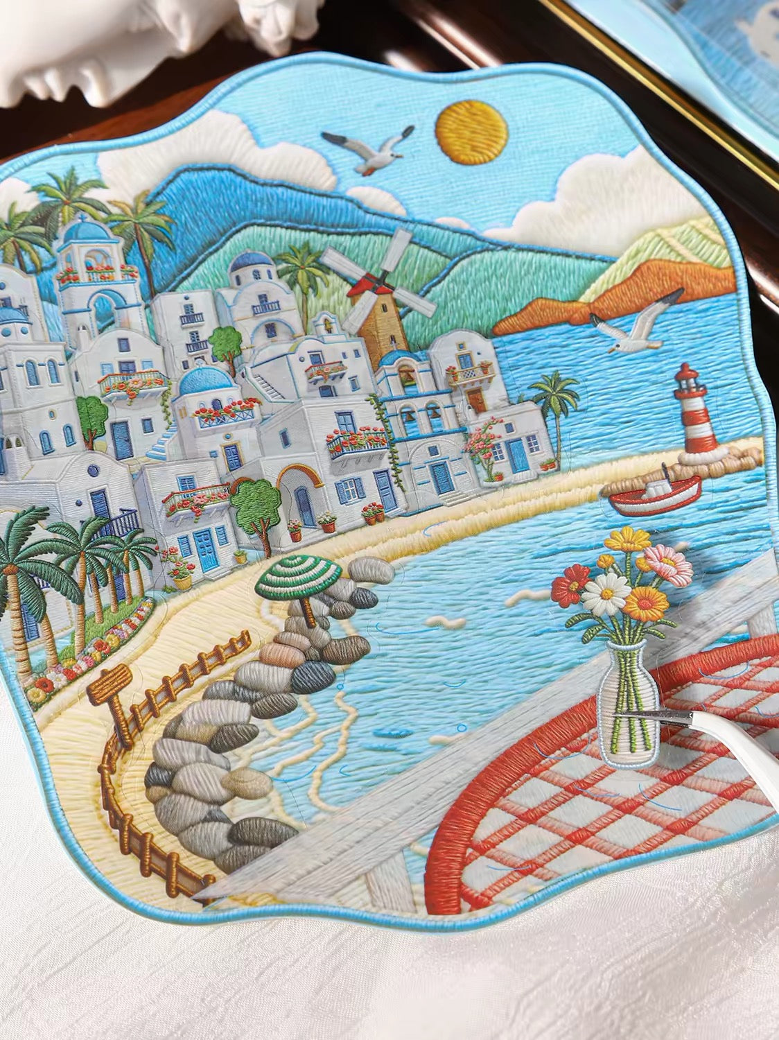 DIY miniature Scene Sticker KETCHUP Girl KETCHUP Girl Journey Amidst Embroidery Series Grassland Village Seaside town Mountain Estate Small-town street scene - M 4