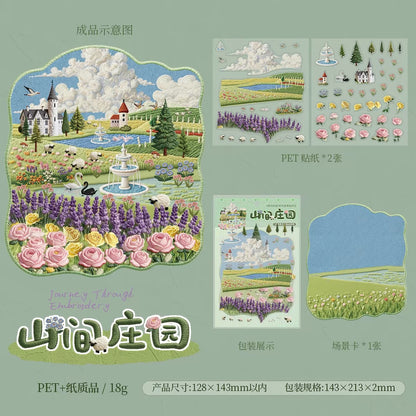 KETCHUP Girl Journey Amidst Embroidery Series Grassland Village Seaside town Mountain Estate Small-town street scene - M