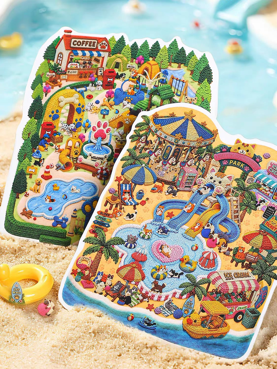 DIY miniature Scene Sticker KETCHUP Girl KETCHUP Girl Adorable Pet Paradise Series Cat Beach Woof Woof Paradise - M 5