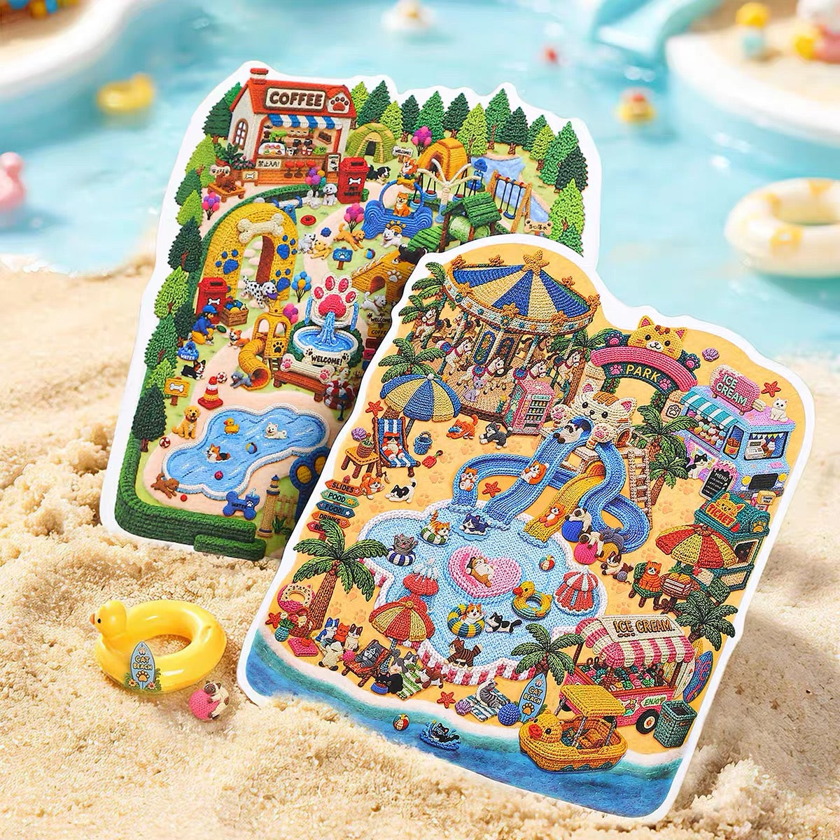 DIY miniature Scene Sticker KETCHUP Girl KETCHUP Girl Adorable Pet Paradise Series Cat Beach Woof Woof Paradise - M 6