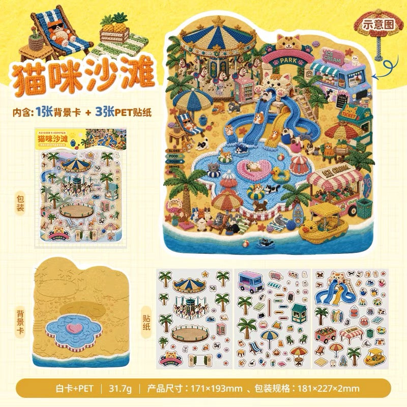 KETCHUP Girl Adorable Pet Paradise Series Cat Beach Woof Woof Paradise - M