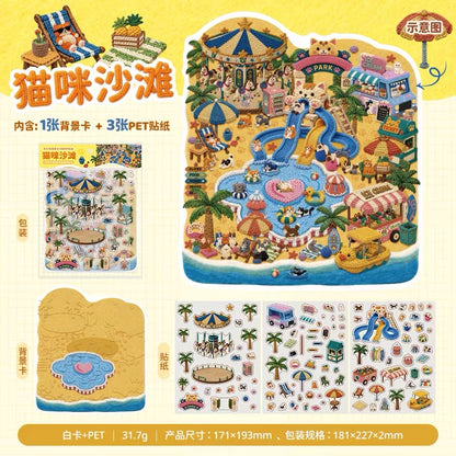 KETCHUP Girl Adorable Pet Paradise Series Cat Beach Woof Woof Paradise - M