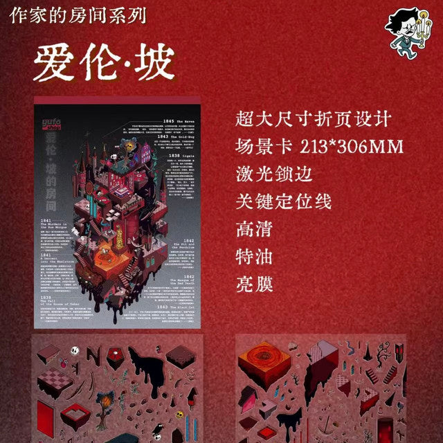 DIY mininature Scene Sticker yofu Vol. 1 Writers’ Rooms Lu Xun’s Room Edgar Allan Poe’s Room - L 6