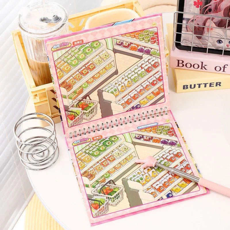 DIY mininature Scene Sticker GEILI Supermarket restock theme scene sticker book 1 book - L 8