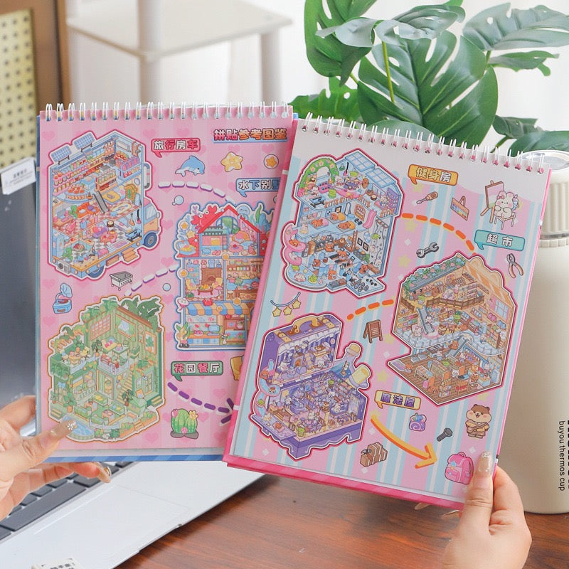 DIY miniature Scene Sticker GEILI Collection Book Vol. 12 Pink Blue - L 5