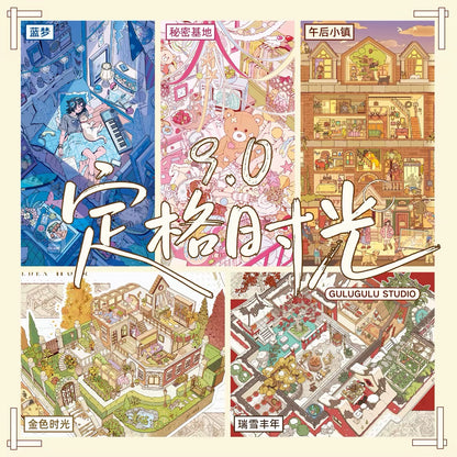 DIY miniature Scene Sticker GuluGulu Vol. 9 Frozen Moments Series Blue Dream Secret Base Snowy Harvest Golden Time Afternoon Town - L 4