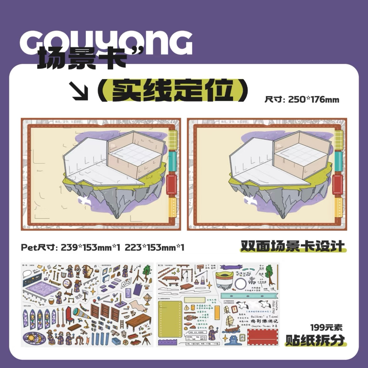 DIY miniature Scene Sticker GouYong Vol. 2 Gulliver's Travels Series Lilliput Brobdingnag Laputa Land of the Houyhnhnms - L 4