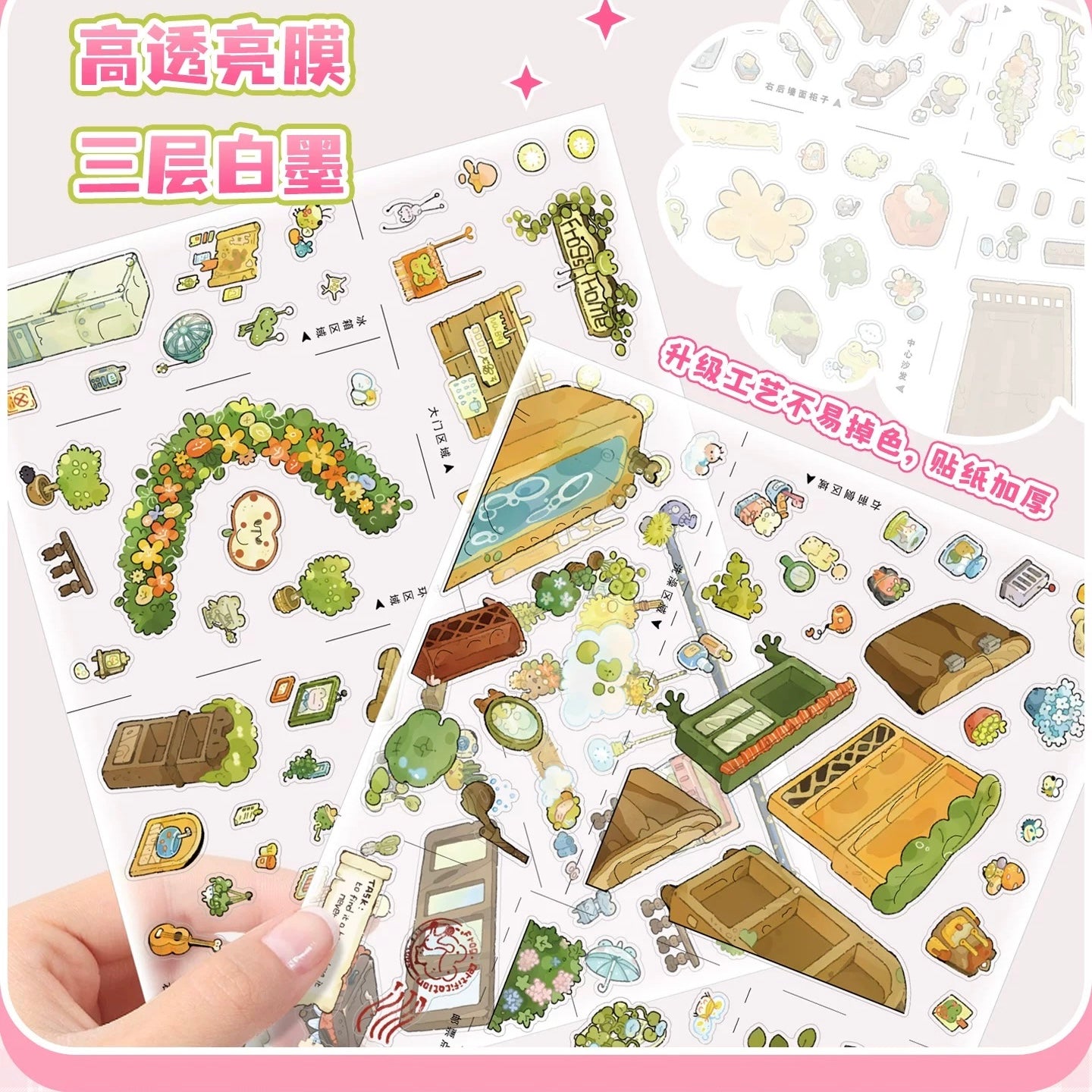 DIY mininature Scene Sticker HeiBao Vol. 12 Frog Family Home Otherworld Journey The Strawberry Express Incident Fox Popcorn Factory - L 3