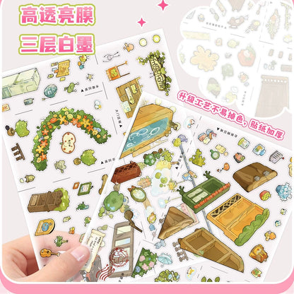 DIY mininature Scene Sticker HeiBao Vol. 12 Frog Family Home Otherworld Journey The Strawberry Express Incident Fox Popcorn Factory - L 3