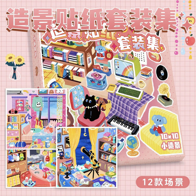 DIY mininature Scene Sticker HeiBao Set Collection Different Rooms (Transparent Glossy Stickers) Different Rooms (Synthetic Paper Stickers) - S 1