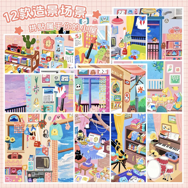 DIY mininature Scene Sticker HeiBao Set Collection Different Rooms (Transparent Glossy Stickers) Different Rooms (Synthetic Paper Stickers) - S 2