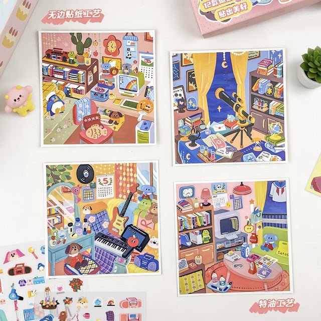 DIY mininature Scene Sticker HeiBao Set Collection Different Rooms (Transparent Glossy Stickers) Different Rooms (Synthetic Paper Stickers) - S 4