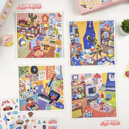 DIY mininature Scene Sticker HeiBao Set Collection Different Rooms (Transparent Glossy Stickers) Different Rooms (Synthetic Paper Stickers) - S 4
