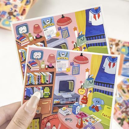 DIY mininature Scene Sticker HeiBao Set Collection Different Rooms (Transparent Glossy Stickers) Different Rooms (Synthetic Paper Stickers) - S 5