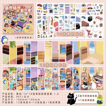 Set Collection Different Rooms (Transparent Glossy Stickers) Different Rooms (Synthetic Paper Stickers) - S