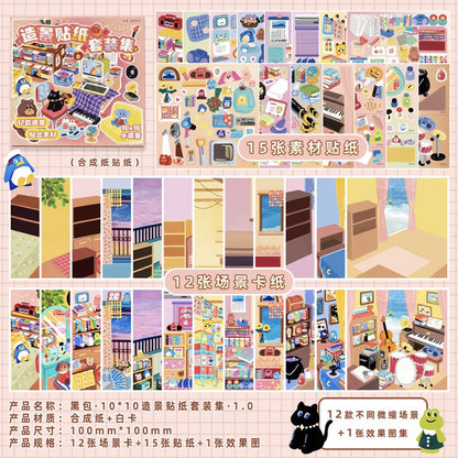 Set Collection Different Rooms (Transparent Glossy Stickers) Different Rooms (Synthetic Paper Stickers) - S