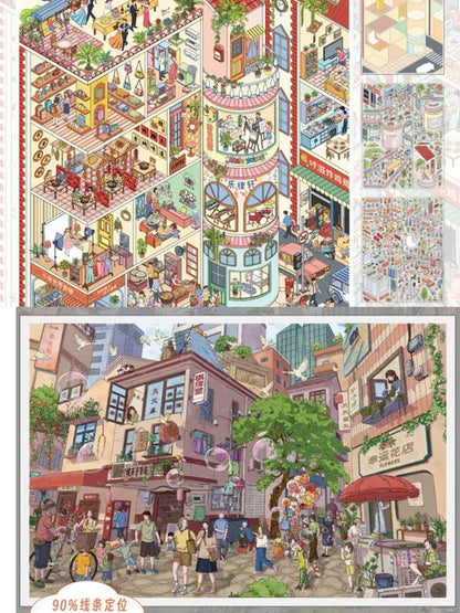 DIY mininature Scene Sticker DRAGON Vol. 18 Fireworks Market Old Town Street Scene - L 1