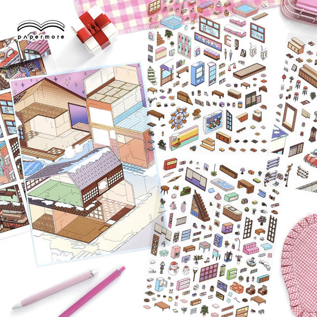 DIY mininature Scene Sticker Infeel.me Big Corner Vol. 2 Street Corner Hot Spring Town - L 9
