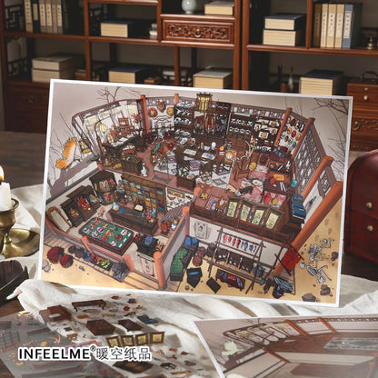 DIY mininature Scene Sticker Infeel.me Cozy Room Series Vol. 33 Beast-Mask Craftsman Peking Opera Troupe Master - L 6
