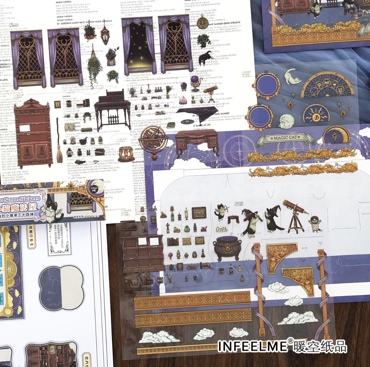 DIY mininature Scene Sticker Infeel.me Cozy Room Series Vol. 34 Kitten Magic House Puppy Artist - L 5