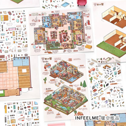 DIY mininature Scene Sticker Infeel.me Cozy Room Series Vol. 37 Ideal Home Dream Villa - L 1