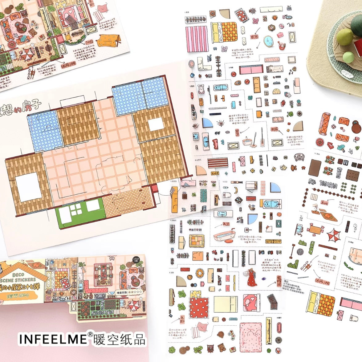 DIY mininature Scene Sticker Infeel.me Cozy Room Series Vol. 37 Ideal Home Dream Villa - L 3