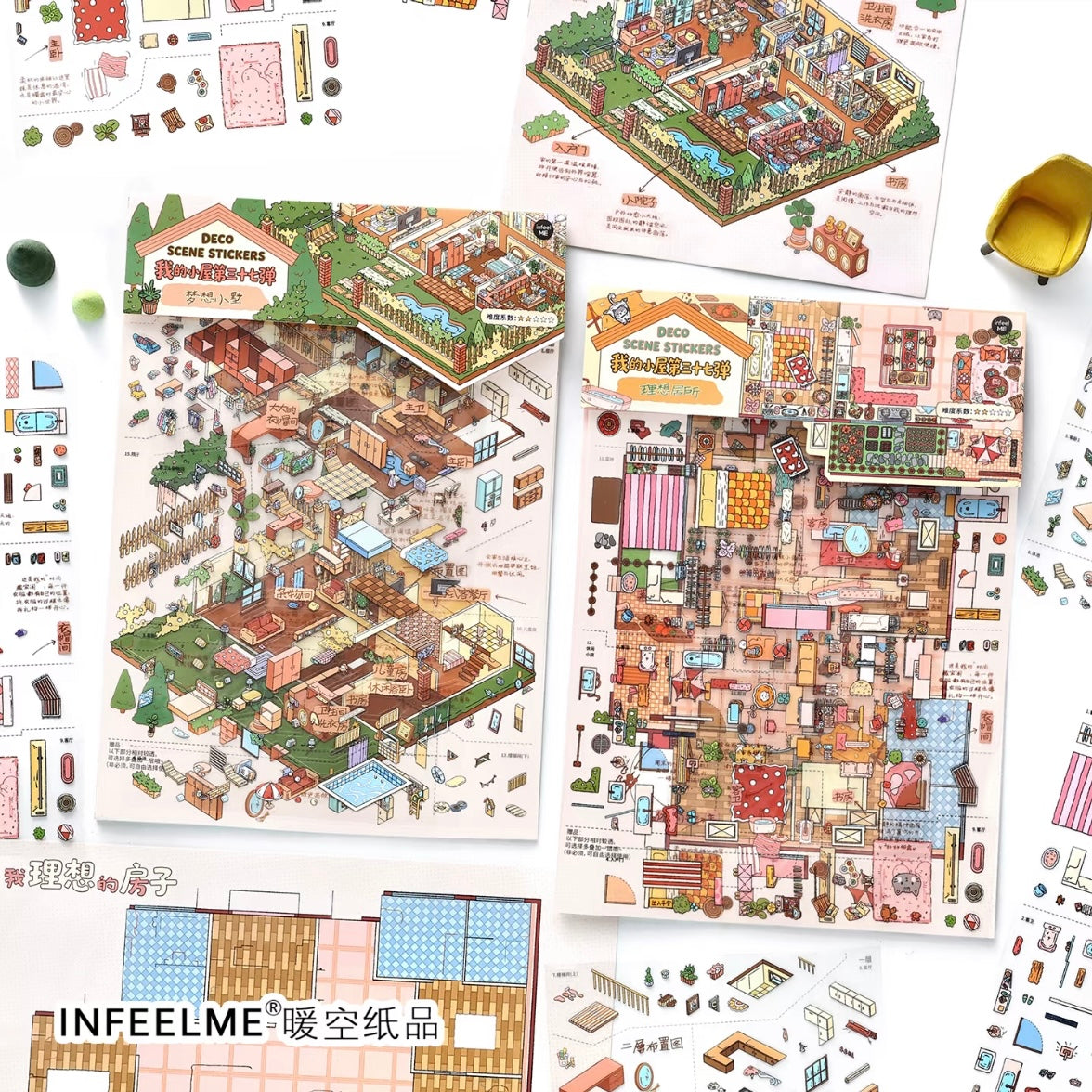 DIY mininature Scene Sticker Infeel.me Cozy Room Series Vol. 37 Ideal Home Dream Villa - L 5