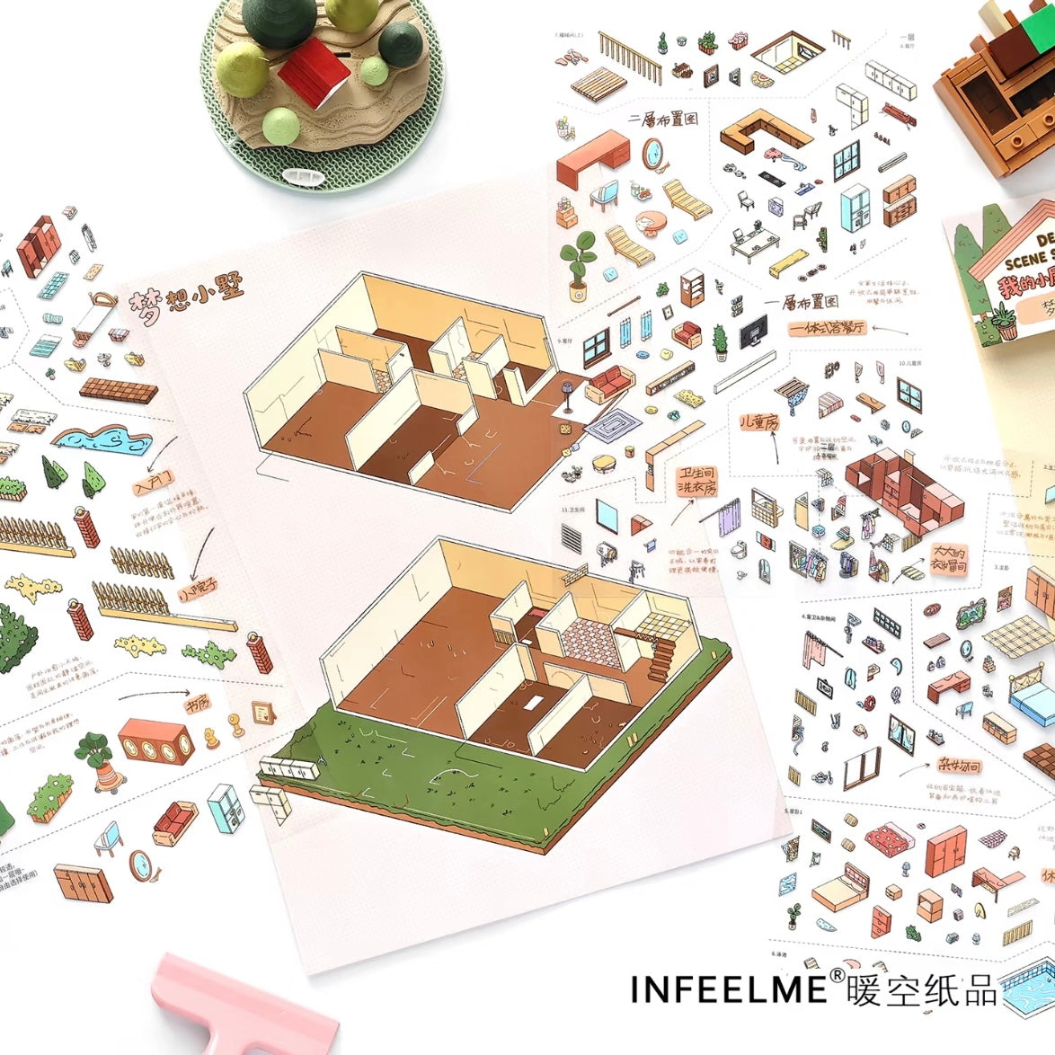 DIY mininature Scene Sticker Infeel.me Cozy Room Series Vol. 37 Ideal Home Dream Villa - L 7