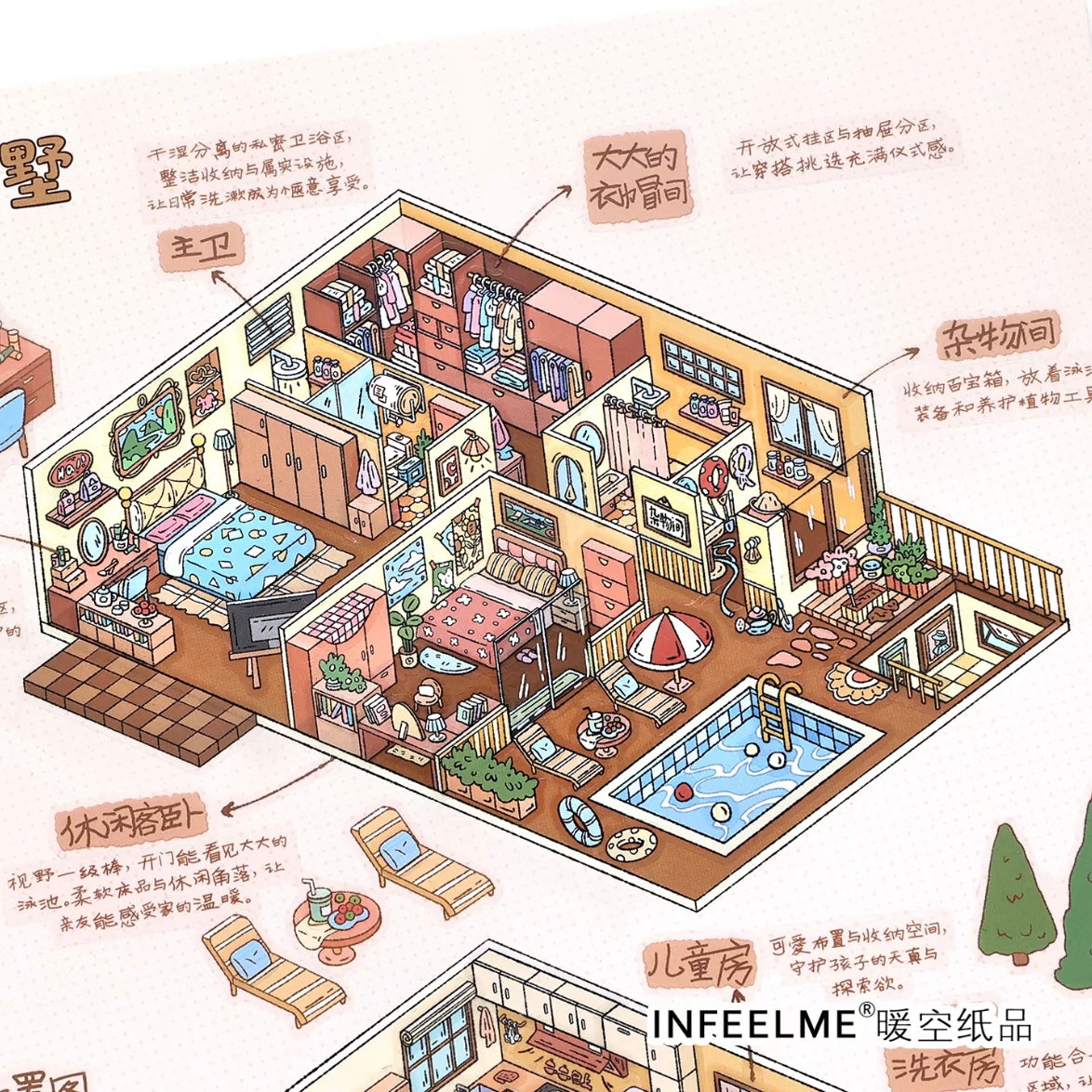 DIY mininature Scene Sticker Infeel.me Cozy Room Series Vol. 37 Ideal Home Dream Villa - L 9