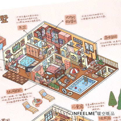 DIY mininature Scene Sticker Infeel.me Cozy Room Series Vol. 37 Ideal Home Dream Villa - L 9