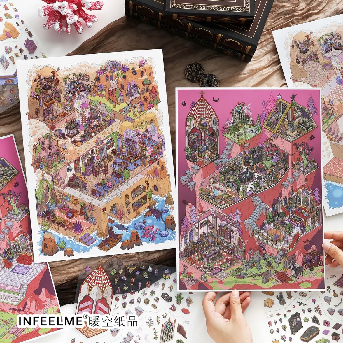 DIY miniature Scene Sticker Infeel.me Cozy Room Series Vol. 39 Grotto Mystery Vampire Manor - XL 1