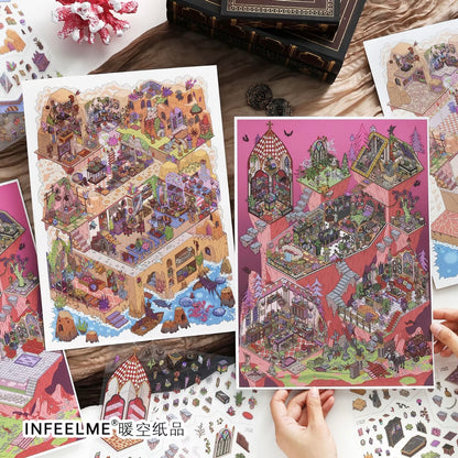 DIY miniature Scene Sticker Infeel.me Cozy Room Series Vol. 39 Grotto Mystery Vampire Manor - XL 1