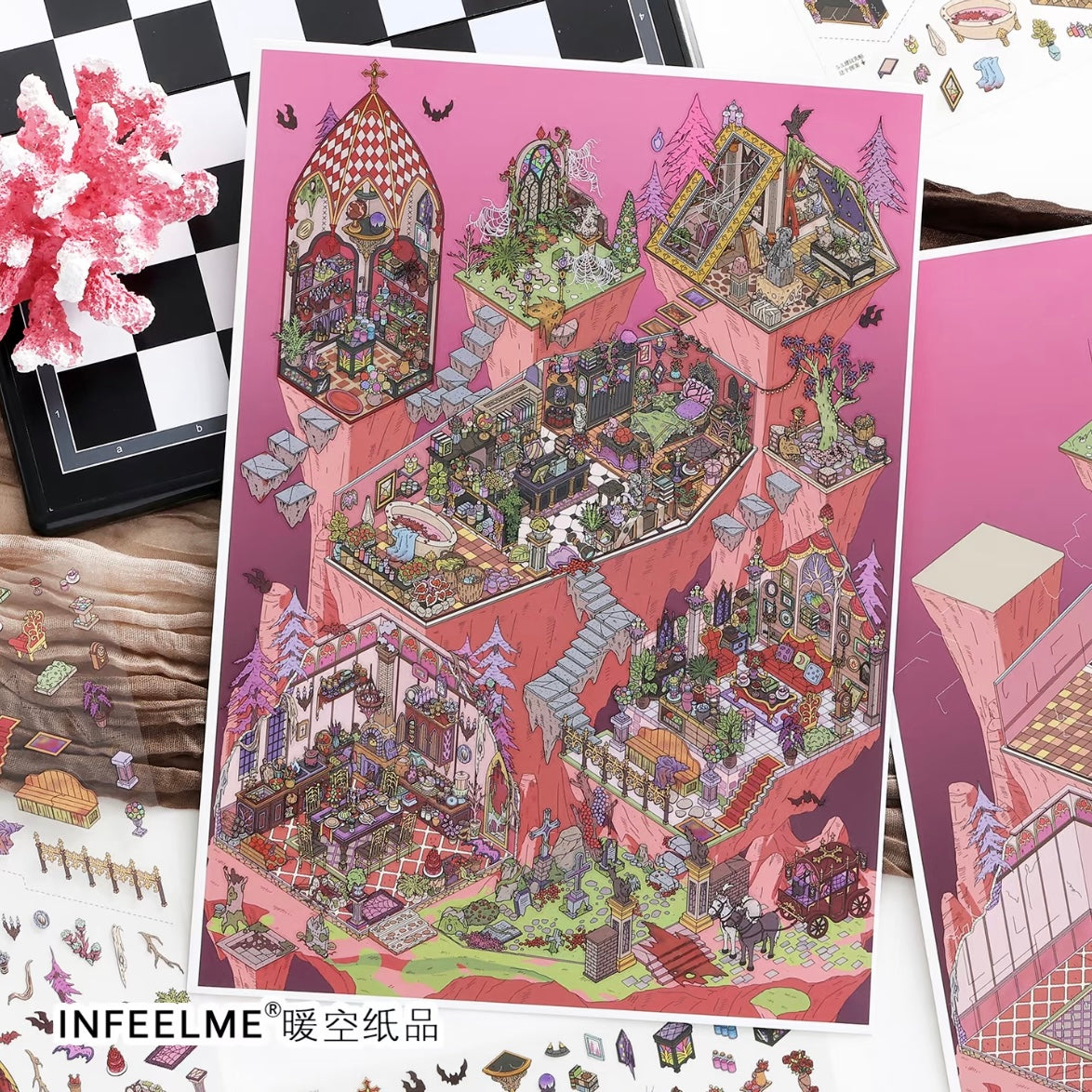 DIY miniature Scene Sticker Infeel.me Cozy Room Series Vol. 39 Grotto Mystery Vampire Manor - XL 3