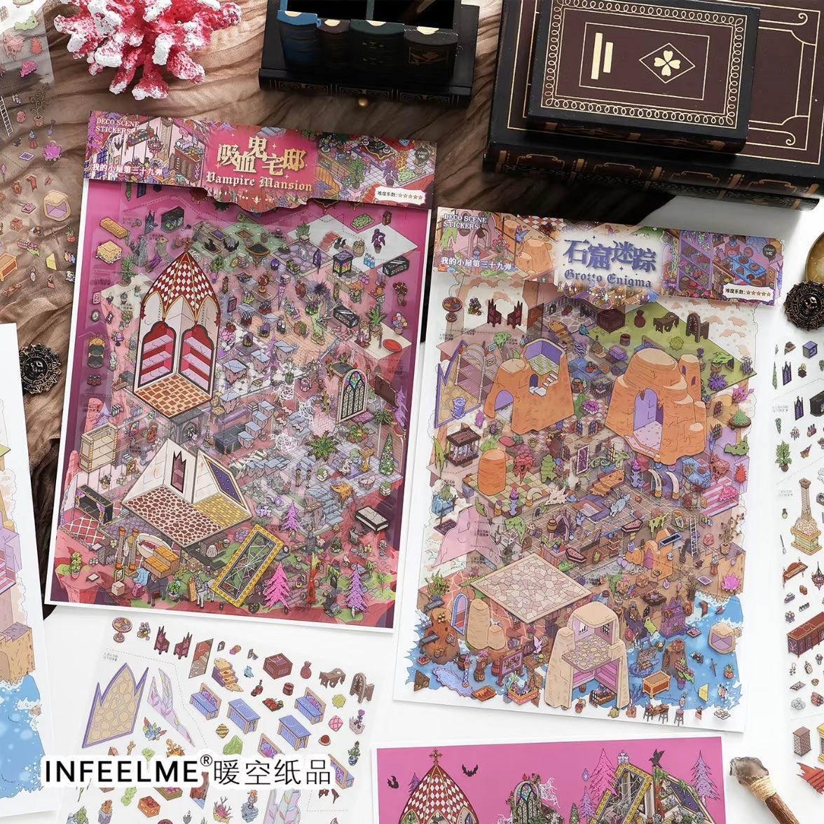 DIY miniature Scene Sticker Infeel.me Cozy Room Series Vol. 39 Grotto Mystery Vampire Manor - XL 5
