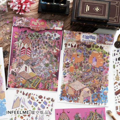 DIY miniature Scene Sticker Infeel.me Cozy Room Series Vol. 39 Grotto Mystery Vampire Manor - XL 5