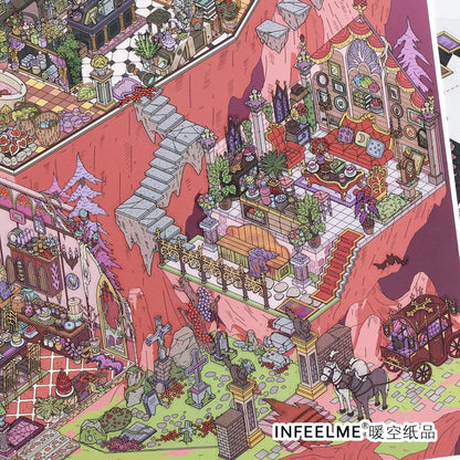 DIY miniature Scene Sticker Infeel.me Cozy Room Series Vol. 39 Grotto Mystery Vampire Manor - XL 9