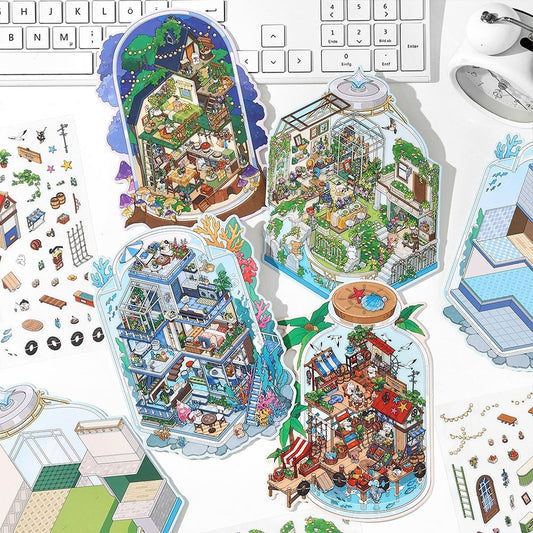 DIY miniature Scene Sticker Infeel.me Boutique series Vol. 9 Garden Restaurant Deep Sea Outpost Starry Sky Inn Seaside Market - M 1