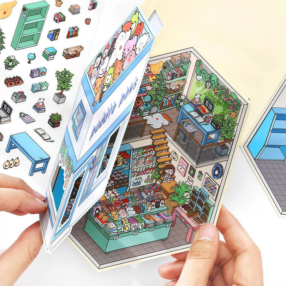 DIY miniature Scene Sticker Infeel.me Boutique Series Vol. 18 Greenery Café Tailor Shop Dollhouse Stone Color Lab - L 3