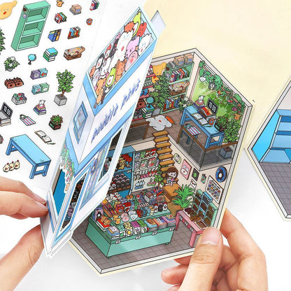 DIY miniature Scene Sticker Infeel.me Boutique Series Vol. 18 Greenery Café Tailor Shop Dollhouse Stone Color Lab - L 3