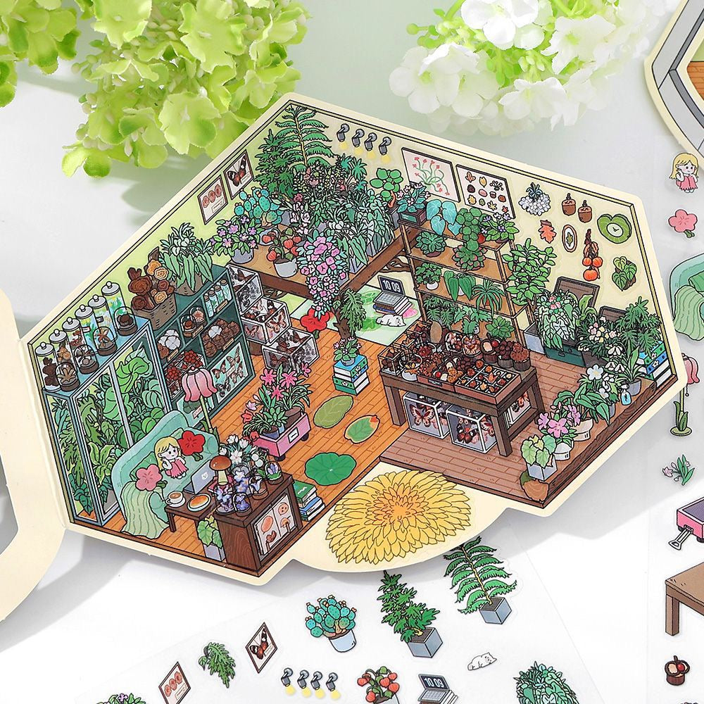 DIY miniature Scene Sticker Infeel.me Boutique Series Vol. 18 Greenery Café Tailor Shop Dollhouse Stone Color Lab - L 5