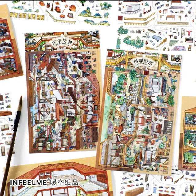 DIY mininature Scene Sticker Infeel.me Boutique series Vol. 42 East Market Alley West Wing Residence - L 3