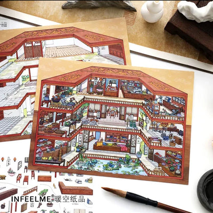 DIY mininature Scene Sticker Infeel.me Boutique series Vol. 42 East Market Alley West Wing Residence - L 4