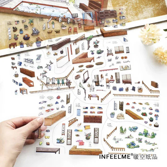 DIY mininature Scene Sticker Infeel.me Boutique series Vol. 42 East Market Alley West Wing Residence - L 7