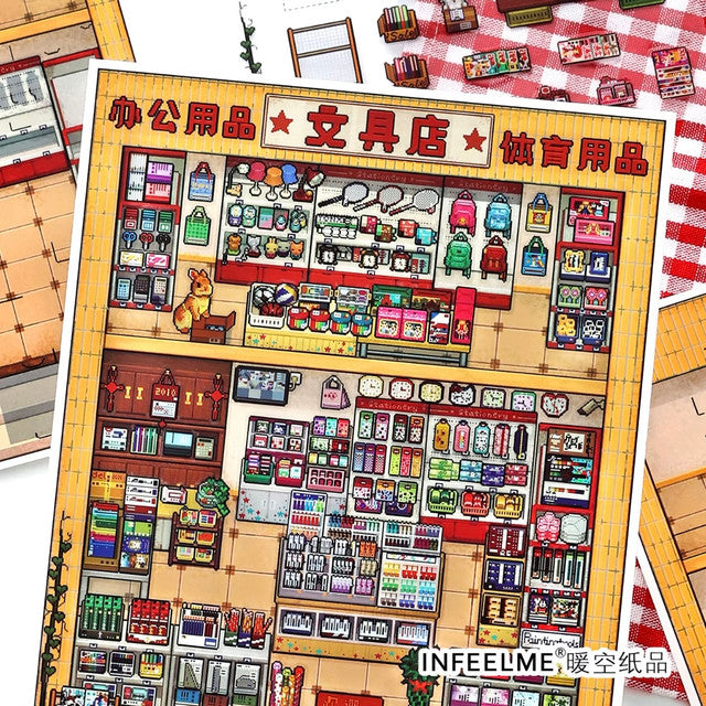 DIY mininature Scene Sticker Infeel.me Boutique series Vol. 49 Western Food House Stationery Shop - L 8