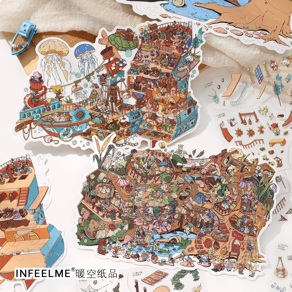 DIY miniature Scene Sticker Infeel.me Infeel.me Open Today 67.0 Ancient Tree Village Deep-sea shipwreck - L 1