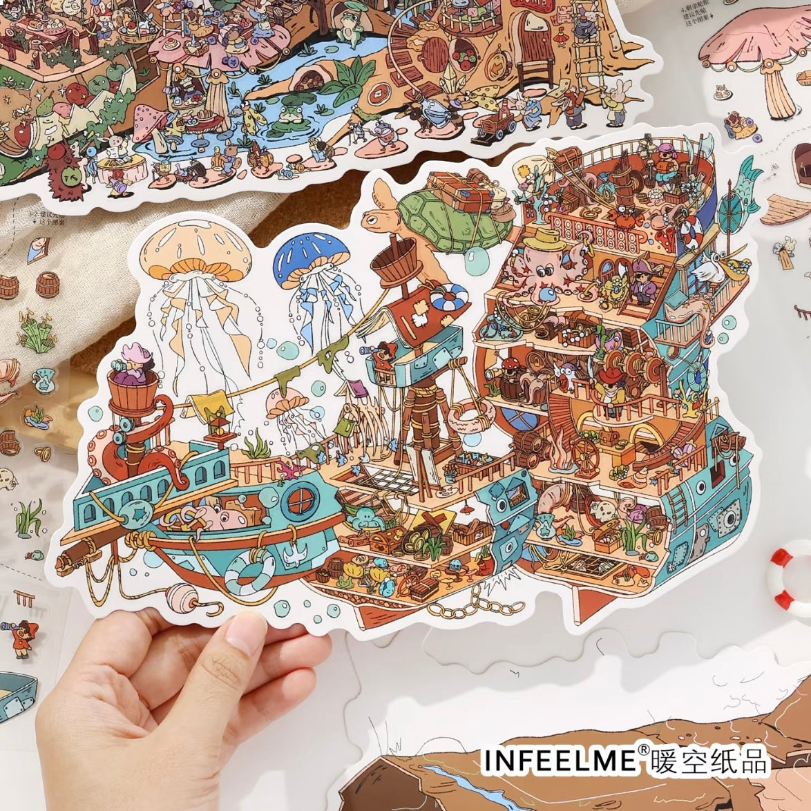 DIY miniature Scene Sticker Infeel.me Infeel.me Open Today 67.0 Ancient Tree Village Deep-sea shipwreck - L 2