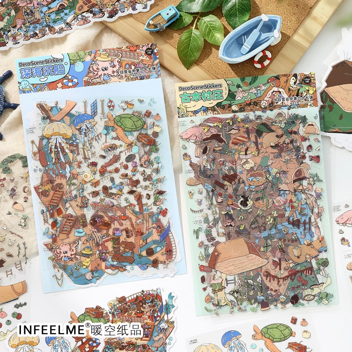 DIY miniature Scene Sticker Infeel.me Infeel.me Open Today 67.0 Ancient Tree Village Deep-sea shipwreck - L 5