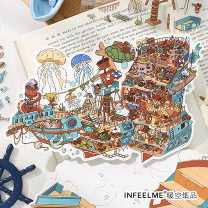 DIY miniature Scene Sticker Infeel.me Infeel.me Open Today 67.0 Ancient Tree Village Deep-sea shipwreck - L 7
